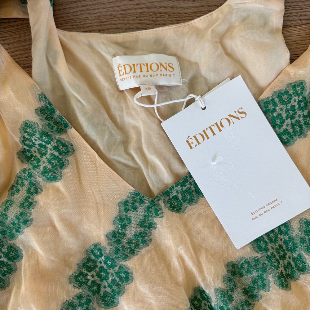 NWT Sezane Editions Robe Longue Marina Jaquard Vert Green size 6 - Picture 5 of 7